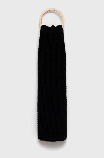 Šál s prímesou vlny Sisley čierna farba, jednofarebný