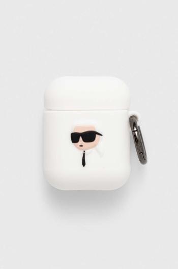 Puzdro na airpods Karl Lagerfeld 1/2 biela farba