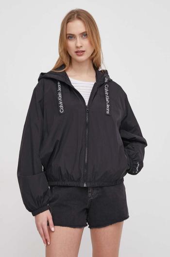 Bunda Calvin Klein Jeans dámska,čierna farba,prechodná,oversize,J20J223353