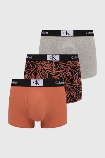 Boxerky Calvin Klein Underwear 3-pak pánske, hnedá farba, 000NB3528E