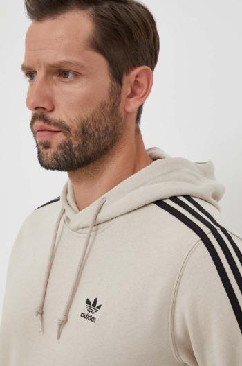 Mikina adidas Originals pánska, béžová farba, s kapucňou, s nášivkou