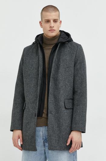 Kabát s prímesou vlny Tom Tailor šedá farba, prechodný,