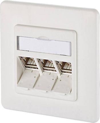 Metz Connect 1309131002-E sieťová zásuvka pod omietku panel s čelnou doskou a rámčekom CAT 6A 3 porty čisto biela