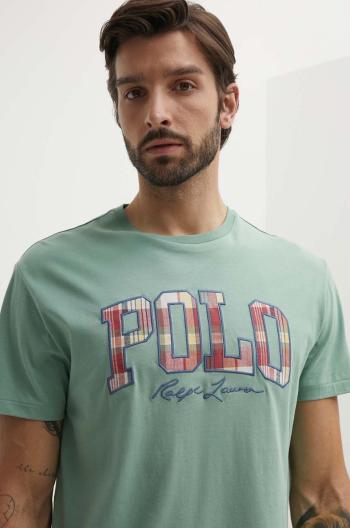 Bavlnené tričko Polo Ralph Lauren pánske, zelená farba, s nášivkou, 710941855