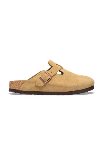 Semišové šľapky Birkenstock Boston dámske, béžová farba, 1026164