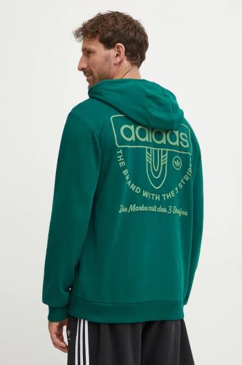 Mikina adidas Originals pánska, zelená farba, s kapucňou, s potlačou, IW3247