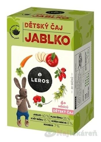 LEROS DETSKÝ ČAJ JABLKO nálevové vrecká (od 6+ mesiacov) 20x2g (40g)