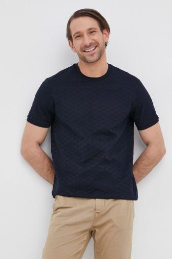 Bavlnené tričko Emporio Armani tmavomodrá farba, vzorované