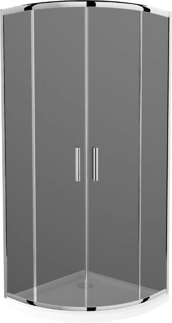 MEXEN/S - Rio štvrťkruhový sprchovací kút 80 x 80 cm, grafit, chróm + vanička so sifónom Flat, biela 863-080-080-01-40-4110