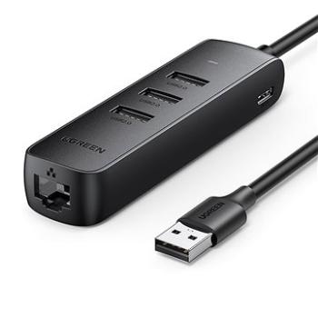 UGREEN USB 2.0 to 3× USB 2.0 + RJ45 (100 Mbps) Ethernet Adapter (Black) (20984)