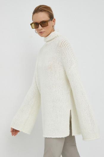 Vlnený sveter By Malene Birger Amin dámsky, béžová farba, teplý, s polorolákom