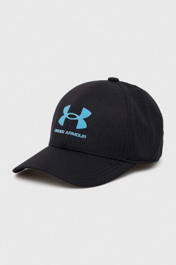 Detská baseballová čiapka Under Armour čierna farba, s potlačou