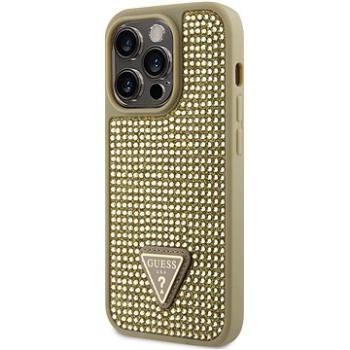 Guess Rhinestones Triangle Metal logo kryt pre iPhone 14 Pro Gold (GUHCP14LHDGTPD)