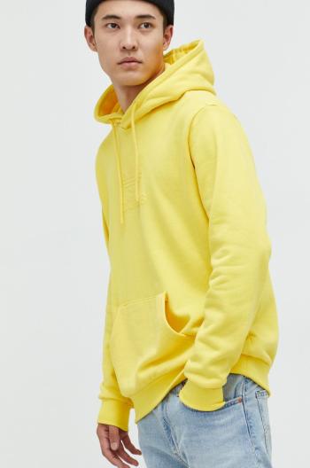 Bavlnená mikina adidas Originals pánska, žltá farba, s potlačou