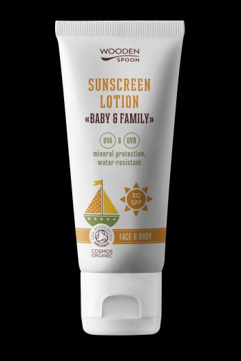 WOODEN SPOON Opaľovacie telové mlieko Baby & Family SPF30, 100 ml