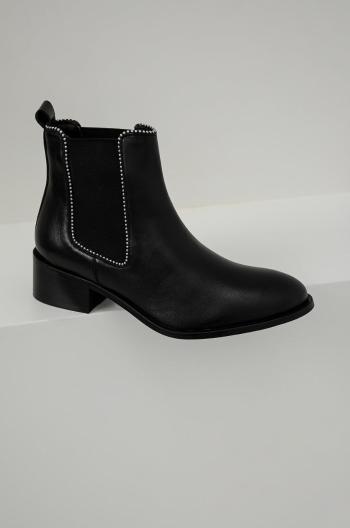 Kožené topánky Chelsea Answear Lab dámske, čierna farba, na plochom podpätku