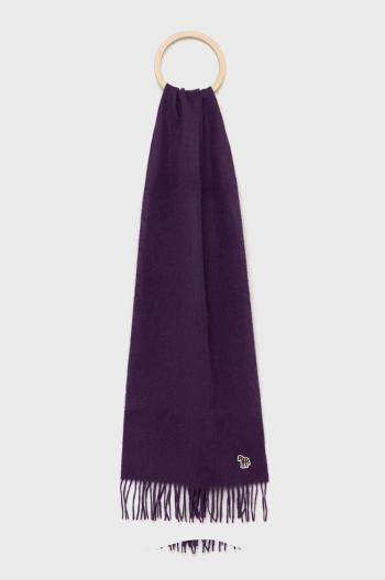 Vlnený šál PS Paul Smith fialová farba, jednofarebný