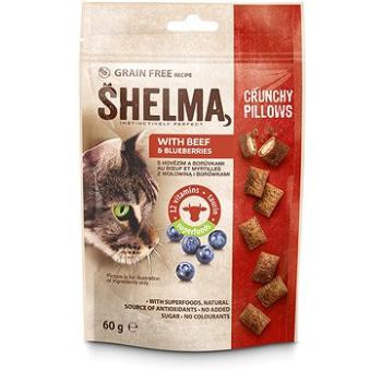 Shelma bezobilné vankúšiky pre mačku s hovädzím a čučoriedkami 60 g (8595606407688)