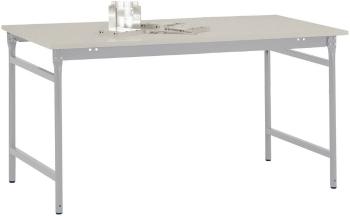 Manuflex BB3001.9006 Odkladací stolík BASIS stacionárny s melamínovou doskou stola z hliníkového striebra podobný RAL 90