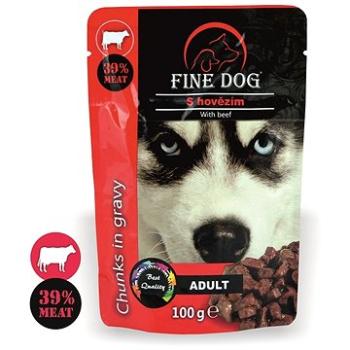 FINE DOG kapsička Adult HOVÄDZIE v omáčke 22× 100 g (8595657302932)