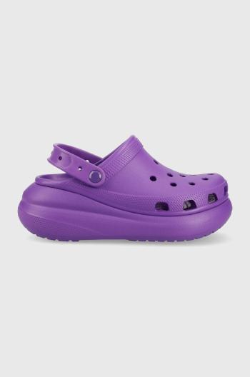 Šľapky Crocs Classic Crush Clog dámske, fialová farba, na platforme, 207521