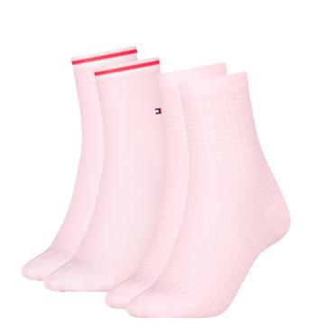 TOMMY HILFIGER - 2PACK waffle textured pink ponožky-39-42