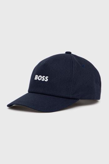 Bavlnená čiapka BOSS Boss Casual tmavomodrá farba, s nášivkou