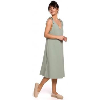 Be  Šaty B148 Trapézové šaty s viazankou - pistáciová  viacfarebny