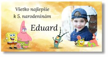 Narodeninový banner s fotkou - Spongebob Rozmer banner: 130 x 260 cm