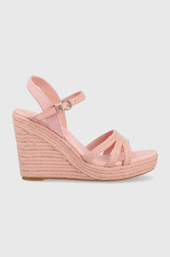 Sandále Tommy Hilfiger ESSENTIAL WEDGE SANDAL dámske, ružová farba, na kline, FW0FW07159