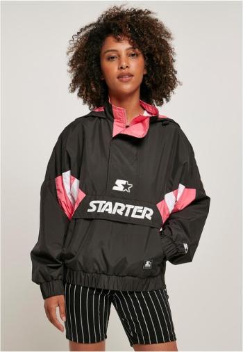 Ladies Starter Colorblock Halfzip Windbreaker black/pinkgrapefruit - L