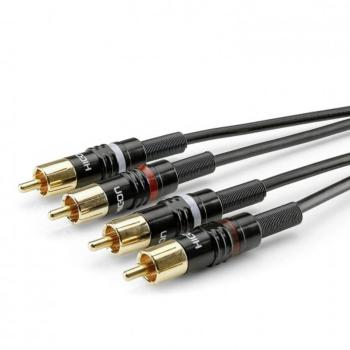 Hicon HBP-C2-0600 jack / cinch audio prepojovací kábel [2x cinch zástrčka - 2x cinch zástrčka] 6.00 m čierna