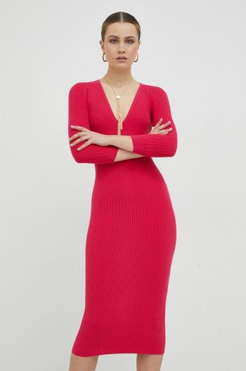 Šaty s prímesou hodvábu Elisabetta Franchi ružová farba, mini, priliehavá