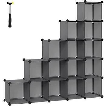 Songmics - Organizér 15 boxov, plast, kov, sivá, 123x31x123 cm (0194343102771)