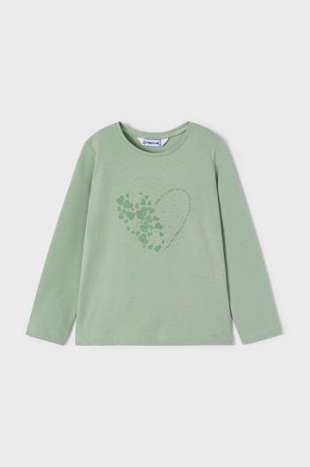Detská bavlnená košeľa s dlhým rukávom Mayoral zelená farba,