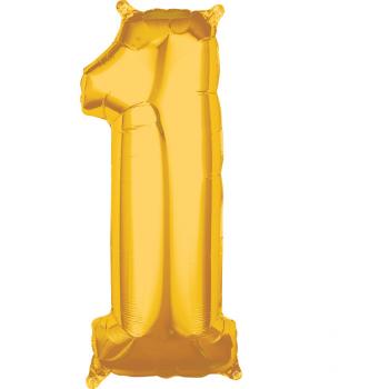 Amscan Fóliový balón narodeninové číslo 1 zlatý 66cm