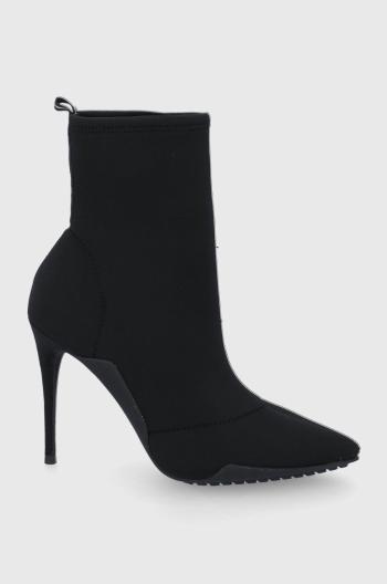 Členkové topánky Aldo dámske, čierna farba, na vysokom podpätku