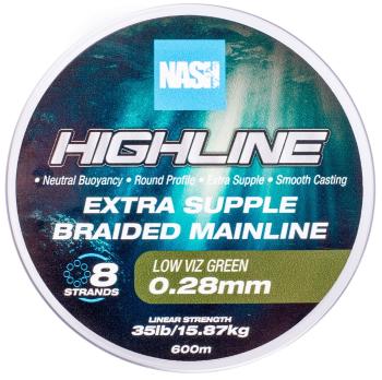 Nash splietaná šnúra highline extra supple braid green 600 m - 0,28 mm 15,87 kg