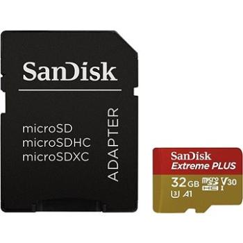 SanDisk microSDHC 32 GB Extreme Plus A1 UHS-I (V30) + SD adaptér (SDSQXBG-032G-GN6MA)