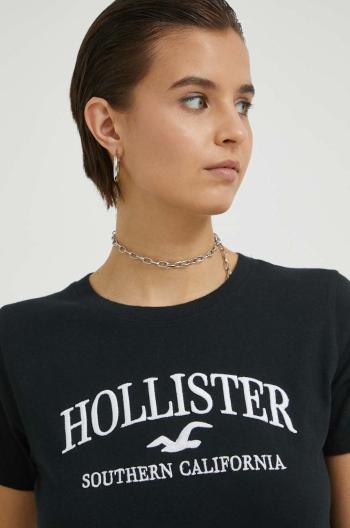 Bavlnené tričko Hollister Co. čierna farba
