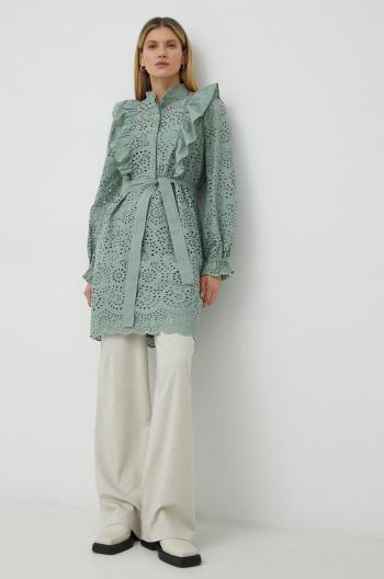 Bavlnené šaty Bruuns Bazaar Sienna Kandra zelená farba, mini, rovný strih