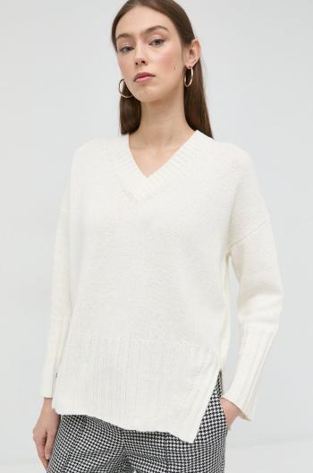 Vlnený sveter Marella dámsky, biela farba