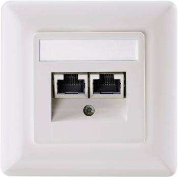 Setec 501286 sieťová zásuvka pod omietku panel s čelnou doskou a rámčekom CAT 5e 2 porty perlovo biela