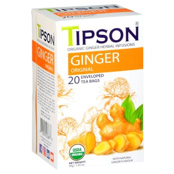 TIPSON Variácia bylinných čajov so zázvorom a prírodnou arómou BIO 60 sáčkov