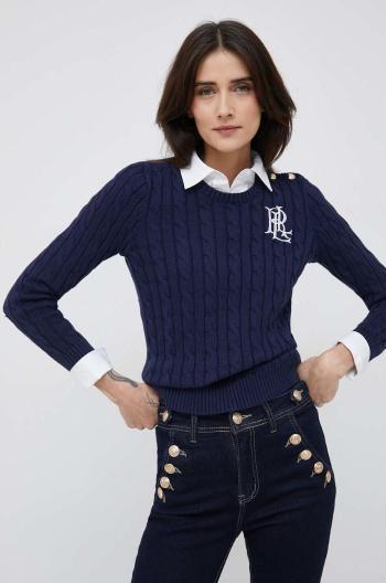 Bavlnený sveter Lauren Ralph Lauren dámsky, tmavomodrá farba