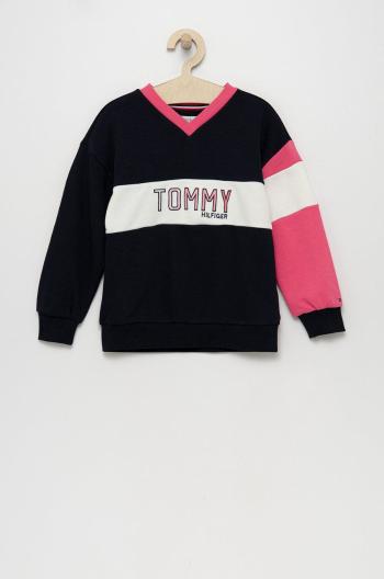 Detská mikina Tommy Hilfiger tmavomodrá farba, s nášivkou