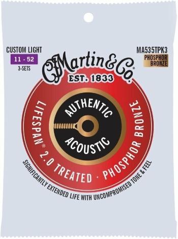 Martin Authentic Lifespan 2.0 92/8 Phosphor Bronze Custom Light 3-Pack Struny pre akustickú gitaru