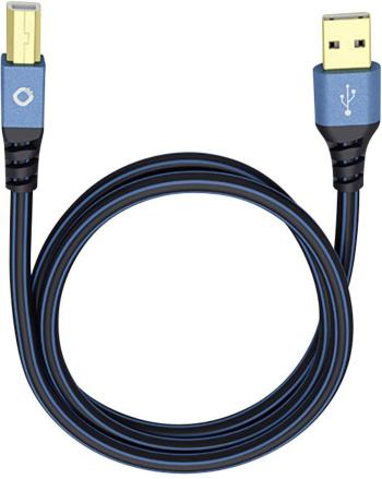 USB 2.0 prepojovací kábel [1x USB 2.0 zástrčka A - 1x USB 2.0 zástrčka B] 1.00 m modrá pozlátené kontakty Oehlbach USB P