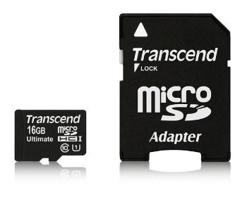 TRANSCEND MicroSDHC karta 16GB Ultimate, Class 10 UHS-I 600x, MLC + adaptér