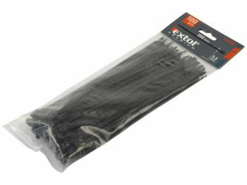 Pásky na vodiče černé, 250x4,8mm, 100ks, NYLON